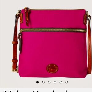 Dooney & Bourke Pink Crossbody Bag with Brown Trim